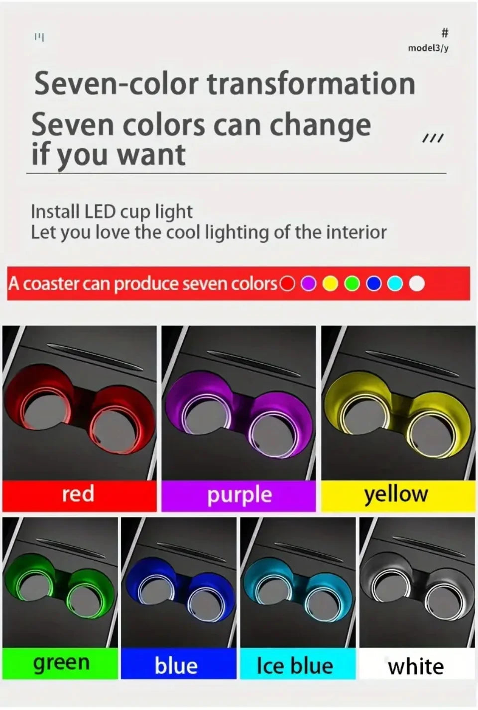 LED Car Cup Holder Coasters – Light Sensor Atmosphere Mats for Auto Interior