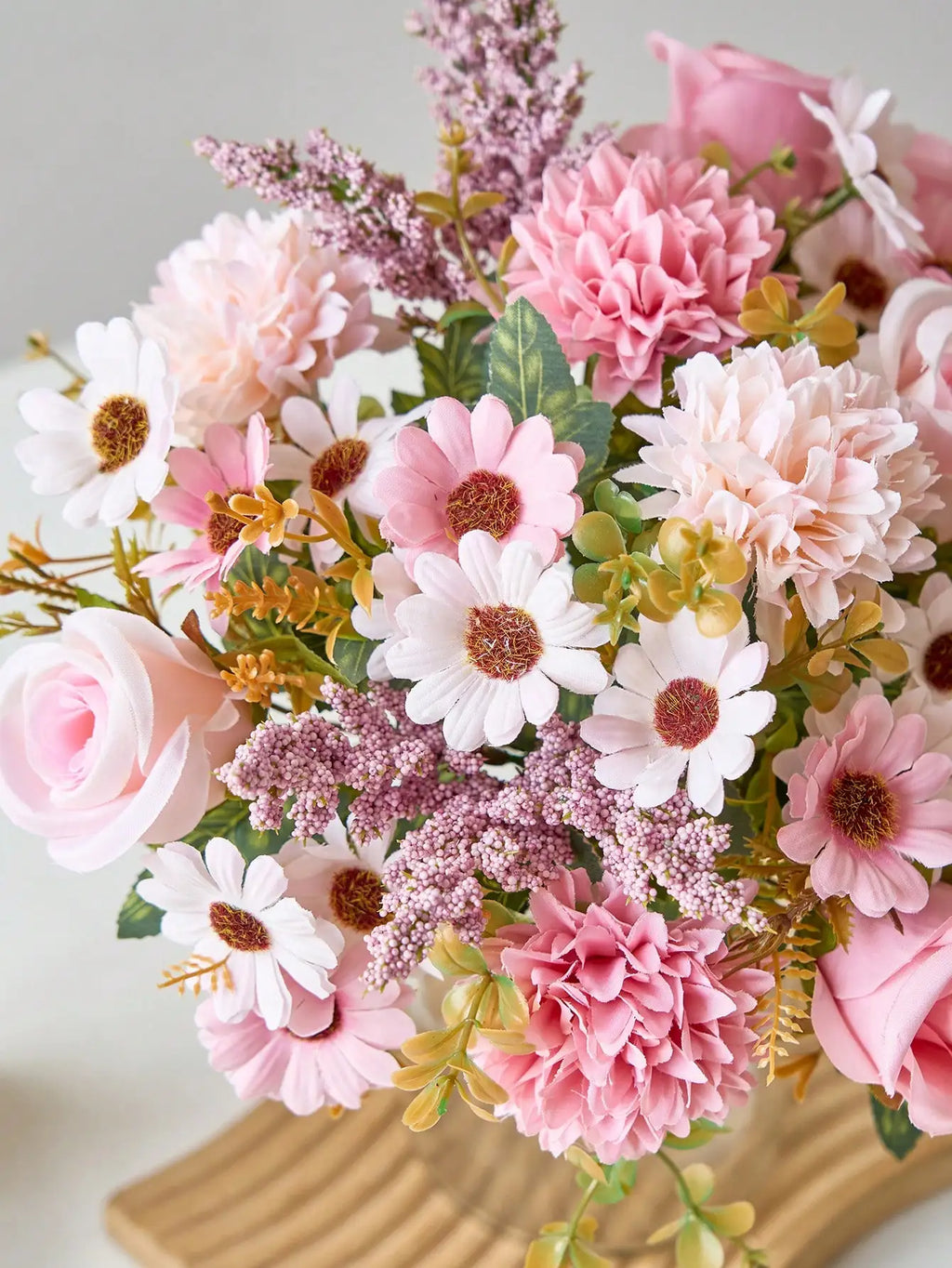 Silk Rose and Daisy Flower Bouquet – Artificial Floral Decor for Weddings