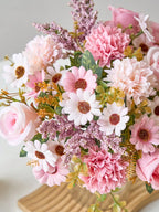 Silk Rose and Daisy Flower Bouquet – Artificial Floral Decor for Weddings
