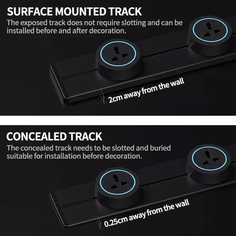 Movable Track Power Socket – 8000W Rail System for Home Office Appliances