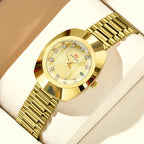 Oval Stainless Steel Women’s Watch – 34mm Gold Diamond Dress for Banquet