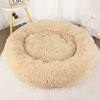 Plush Donut Dog Bed – Large Round Fluffy Kennel for Winter Pet Comfort