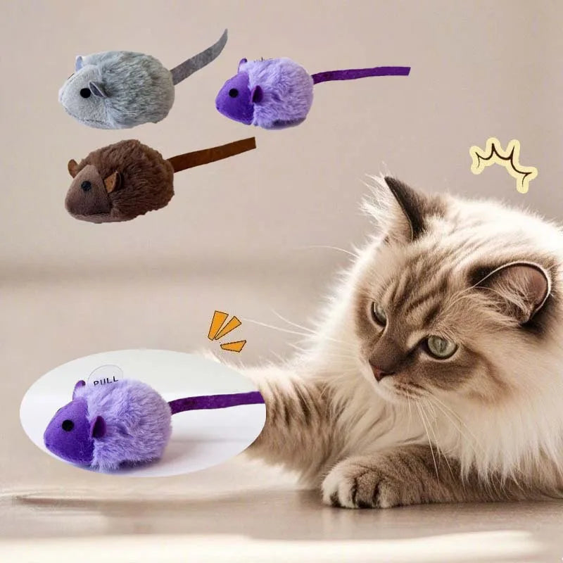 Faux Fur Squeaky Mouse – Interactive Plush Cat Toy for Kitten Play