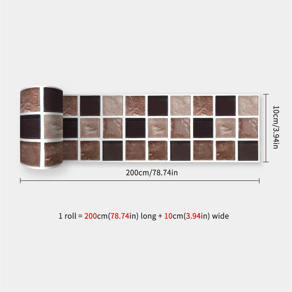 Self-Adhesive Waist Line Stickers – Waterproof Border Mural for Kitchen Decor