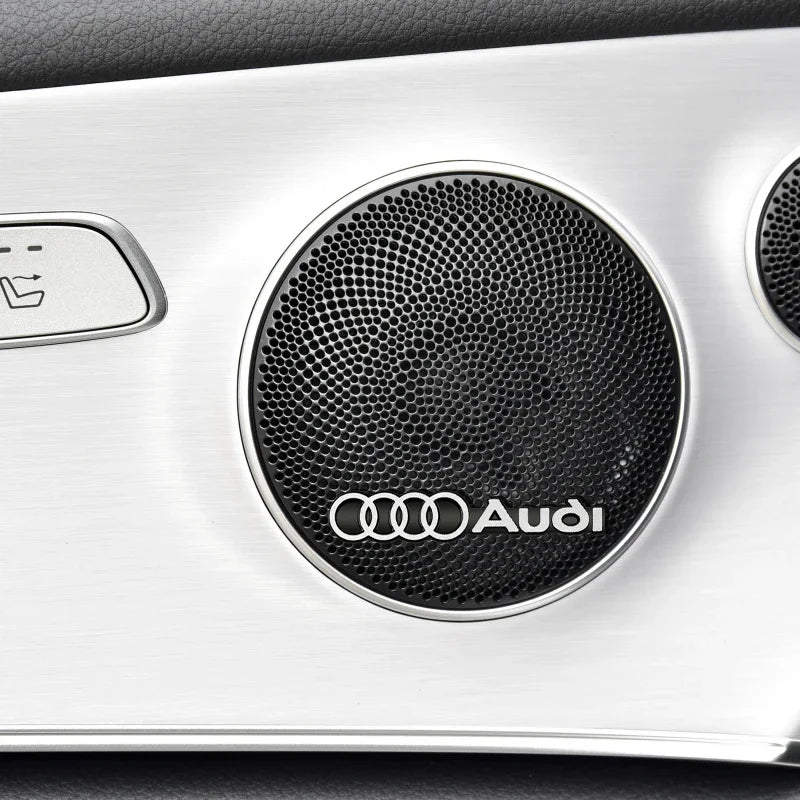 3D Aluminum Car Badge Emblems – Interior Audio Decoration for Audi Models
