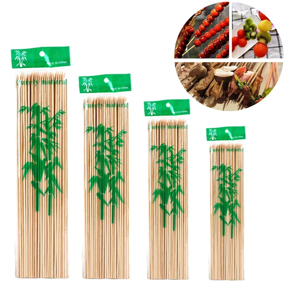 Natural Bamboo Skewers – Disposable Sticks for Grilling and BBQ Appetizers