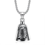 Vintage Jesus Cross Bell Pendant – Religious Biker Necklace for Men