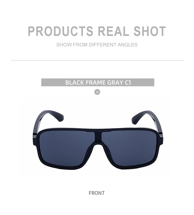 Oversized Polarized Rectangle Sunglasses – Vintage Steampunk for Men