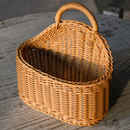 Wall Mounted Rattan Basket – Decorative Plastic Storage for Kitchen Home