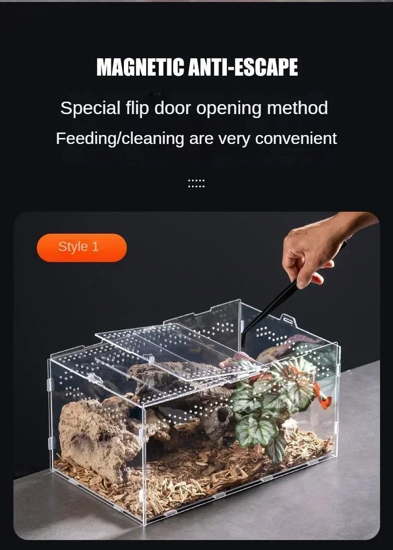 Acrylic Reptile Terrarium – Nano Arboreal Enclosure for Spiders and Insects