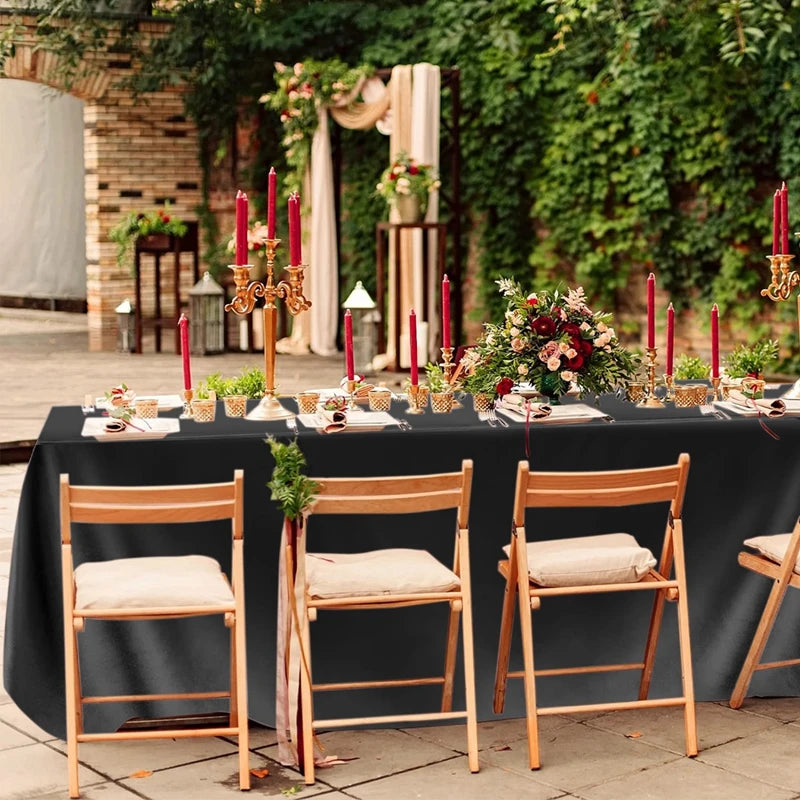 Satin Rectangle Tablecloth – Smooth Solid Color Cover for Wedding Parties