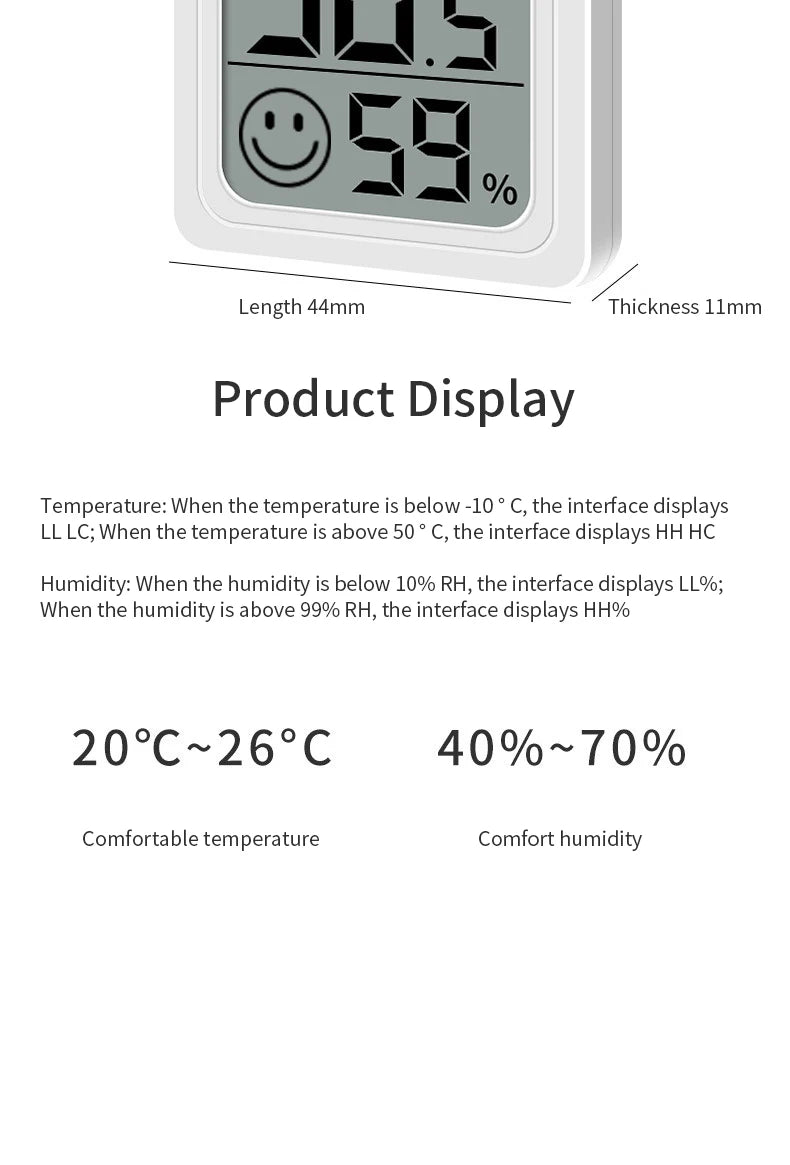 Digital LCD Thermometer Hygrometer – Indoor Temperature Humidity Gauge for Home
