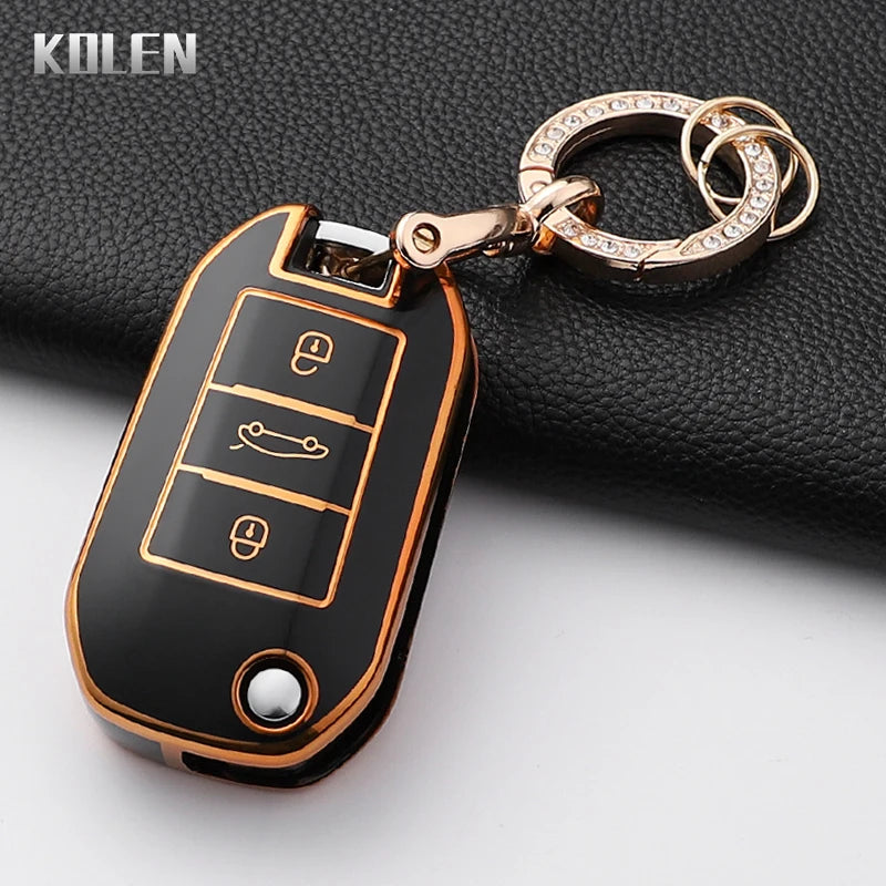 TPU Car Key Case Cover – Protective Keychain for Peugeot and Citroen Models