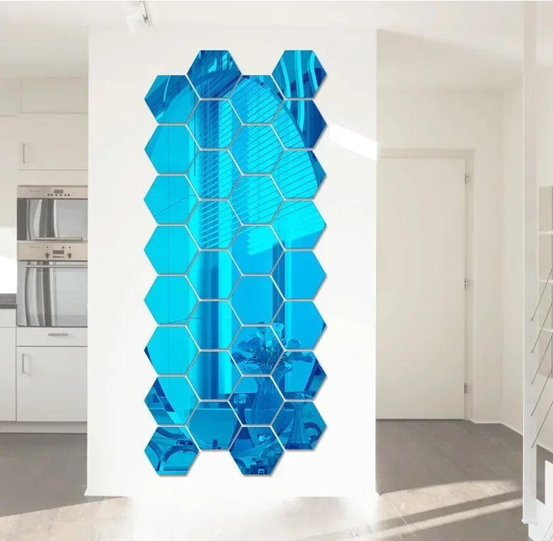 Hexagon Acrylic 3D Mirror Wall Stickers – Self-Adhesive Decor for Home