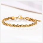 Stainless Steel Rope Chain Bracelet – Unisex Twisted Link Jewelry for Gift