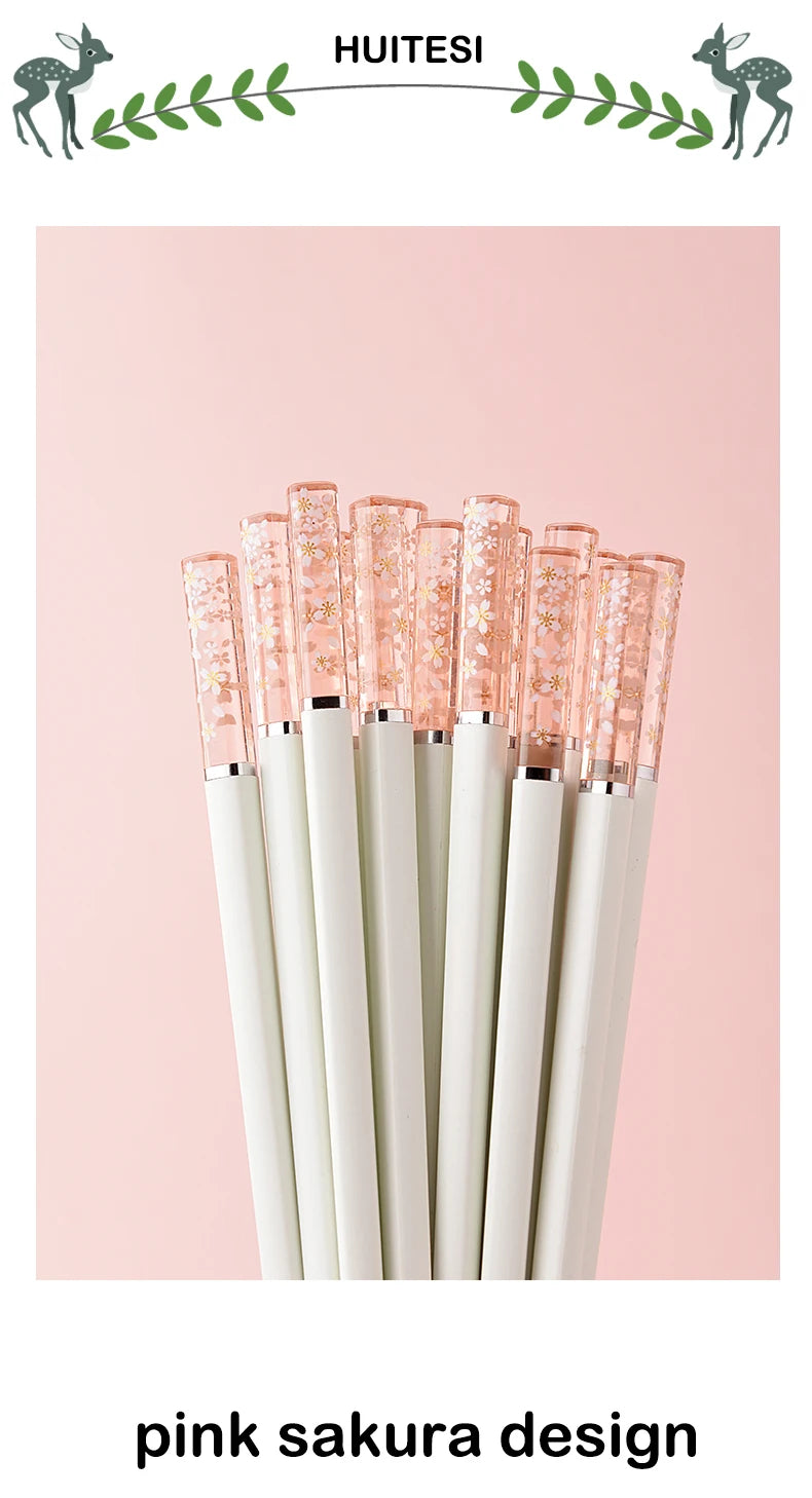 Sakura Japanese Chopsticks – Pink Cherry Blossom Reusable Tableware for Sushi