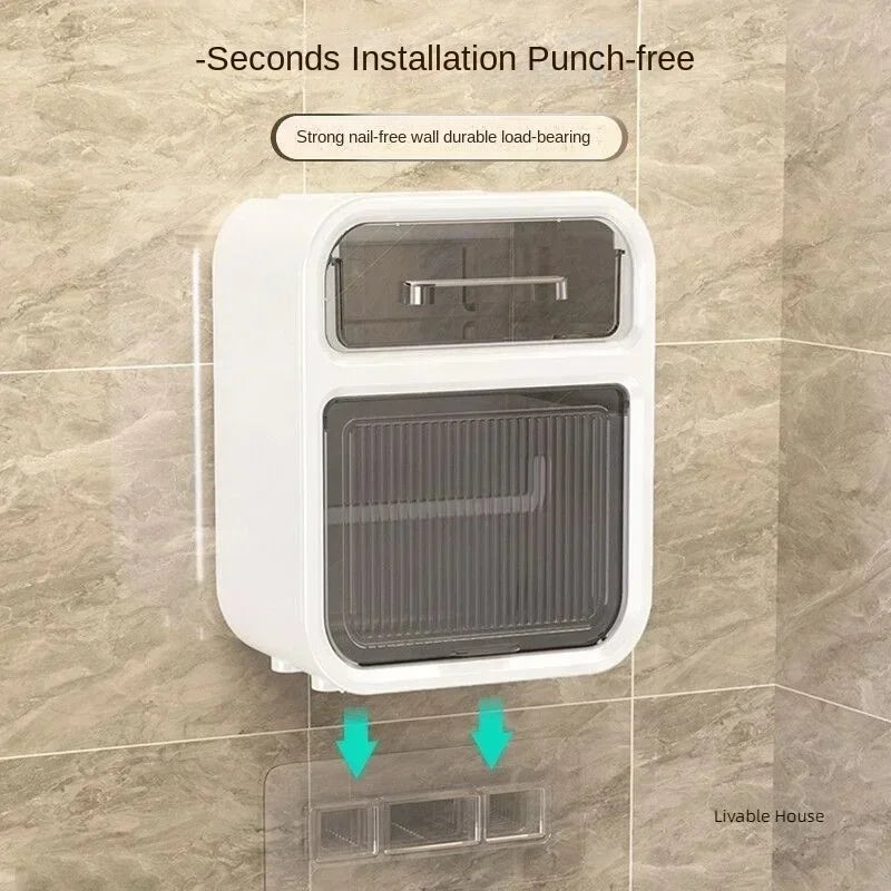 Wall Mounted Toilet Paper Holder – Double Layer Storage for Bathroom Organization