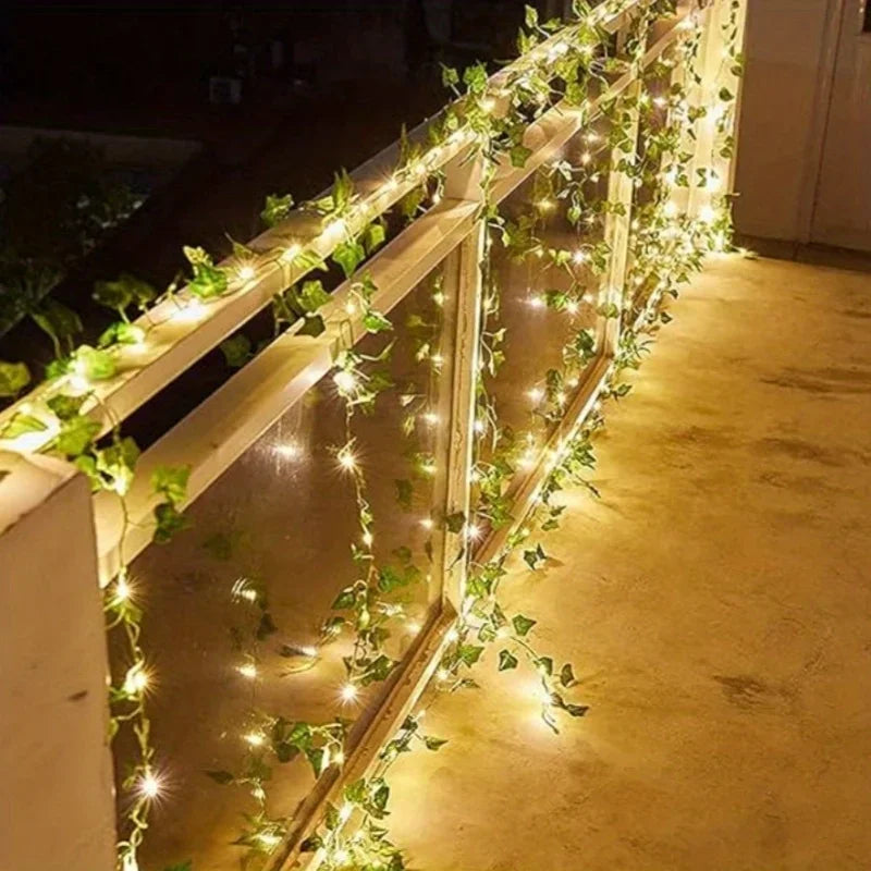 Solar LED Fairy Lights – Artificial Ivy Leaves for Garden Decoration
