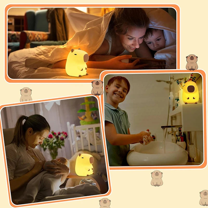 Silicone Capybara Night Light – Rechargeable Animal Bedside Lamp for Kids