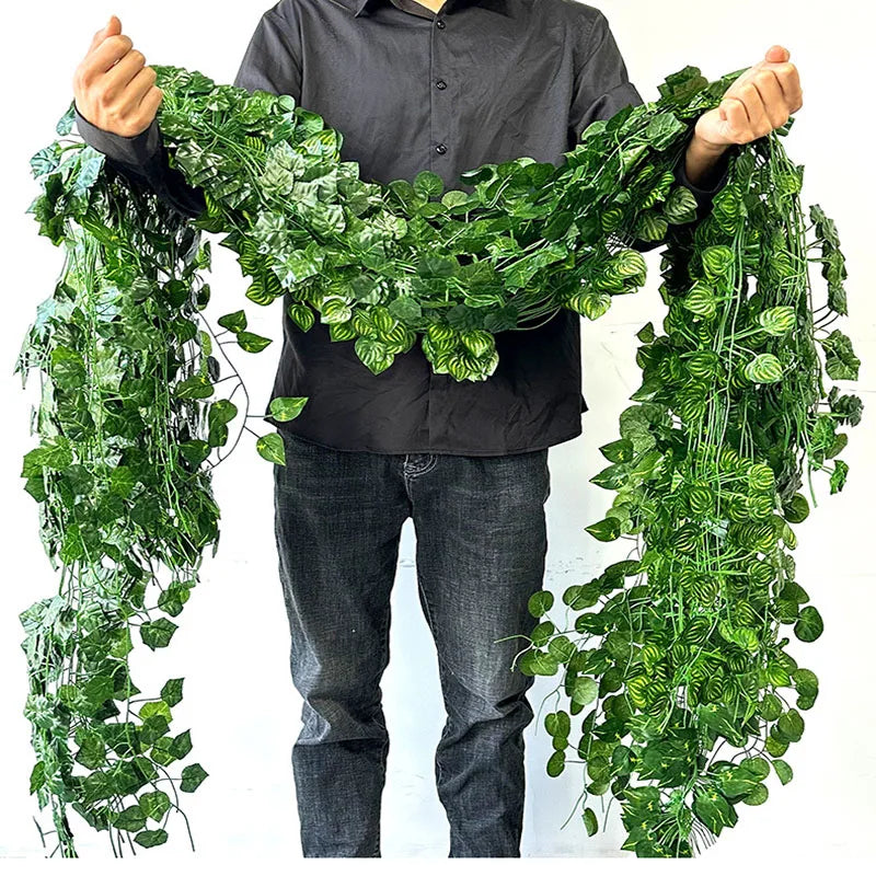 Artificial Ivy Leaf Garland – 2.1M Silk Hanging Vine for Home Garden Decor