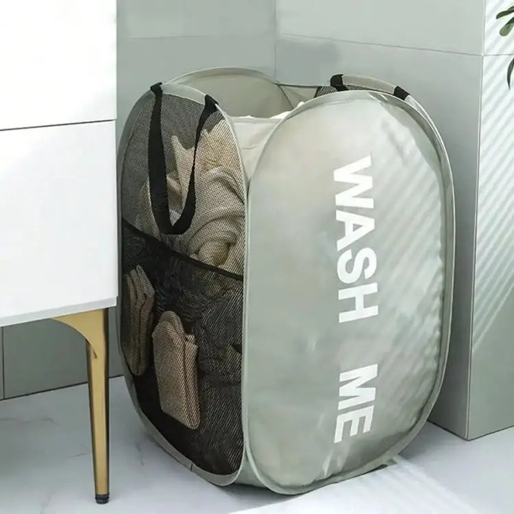 Collapsible Mesh Laundry Hamper – Breathable Pop-Up Basket for Dorm and Travel