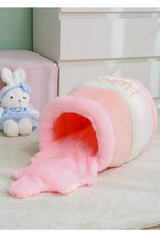 Semi-Closed Cat Bed – Soft Warm Plush Kennel for Winter Pet Comfort