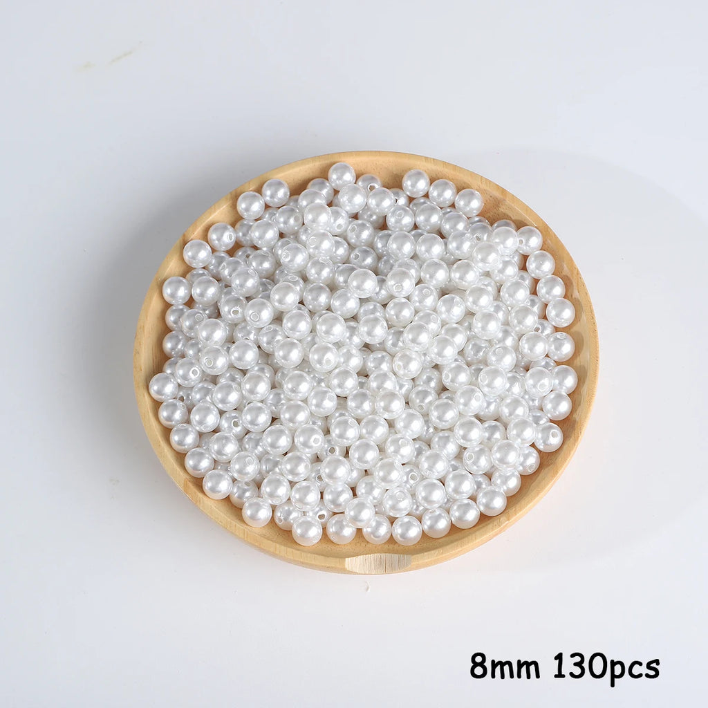 Beige ABS Imitation Pearl Beads – 3-20mm Round Spacer for Jewelry DIY Crafting