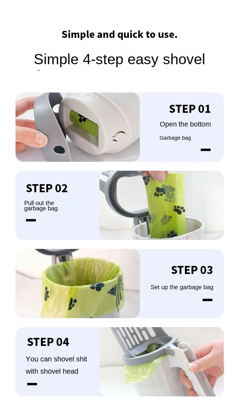 Cat Litter Scoop – Integrated Waste Bag Holder for Easy Pet Toilet Cleaning