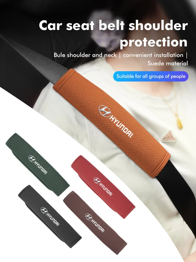 Suede Seat Belt Pads – Shoulder Protection for Hyundai Interior Comfort