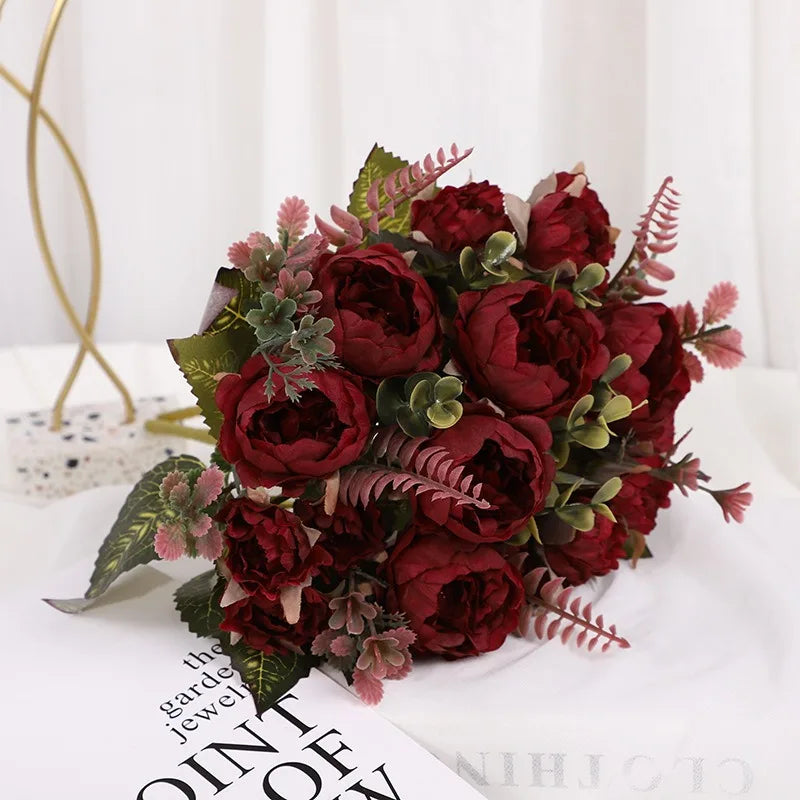 Artificial Peony Flower Bundle – Silk Floral Arrangement for Wedding Decor