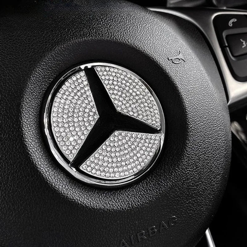 Crystal Steering Wheel Emblem – Diamond Sticker for Mercedes Benz Accessories