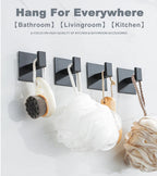 Adhesive Wall Hooks – Heavy Duty Black Hangers for Bathroom and Kitchen