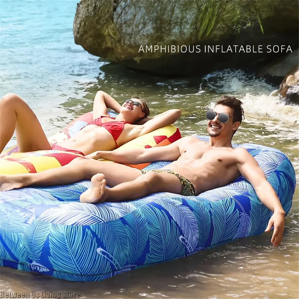 Inflatable Sofa Bed – Extra Wide Non-Roll Air Lounger for Beach and Garden