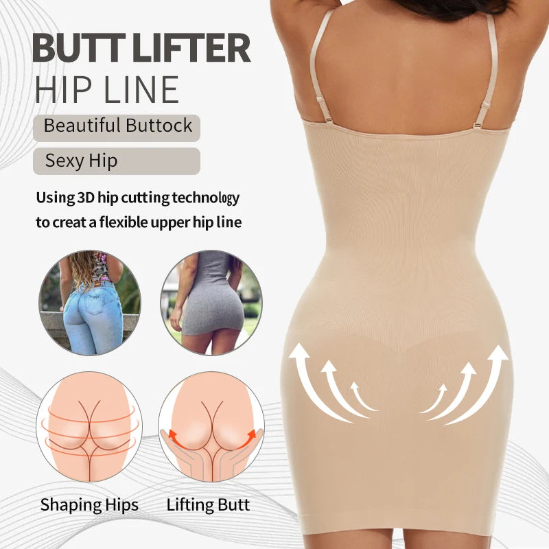 Womens Tummy Control Full Slip – Invisible Body Shaper for Under Dresses