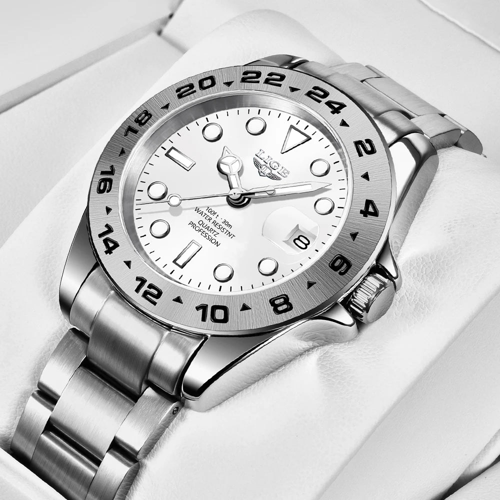 Luxury Steel Quartz Watch – Waterproof Military Sport Accessory for Men