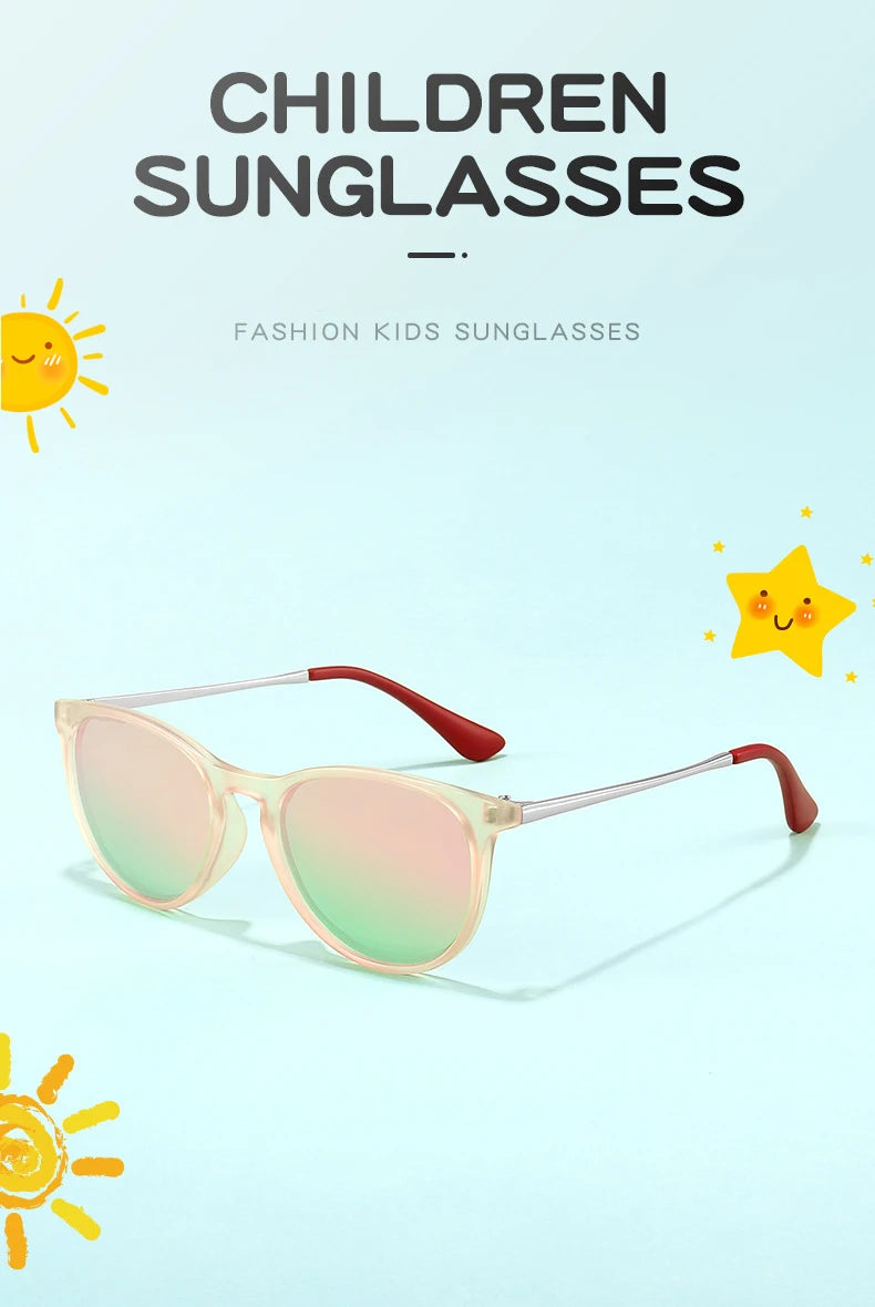 Vintage Round Kids Sunglasses – Polarized Metal UV400 Eyewear for Outdoor Play