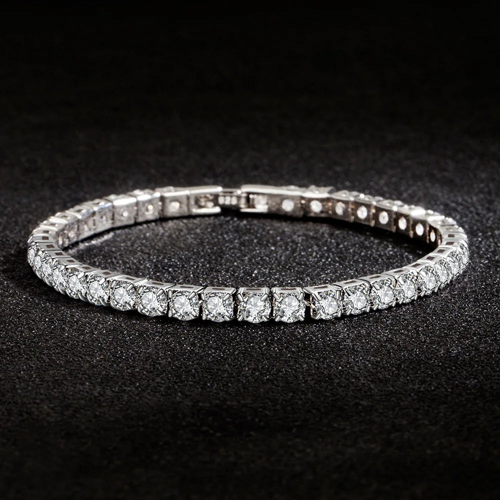 S925 Sterling Silver Zirconia Tennis Bracelet – 4mm Jewelry for Wedding Gift