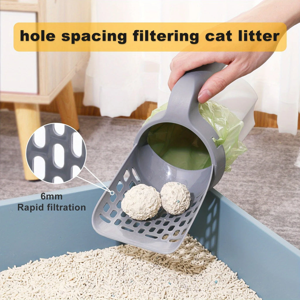 Cat Litter Scoop with Waste Bin – Portable Plastic Shovel for Easy Cleaning