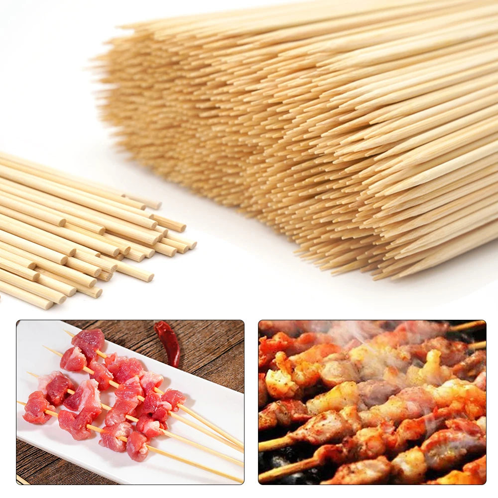 Natural Bamboo Skewers – Disposable Sticks for Grilling and BBQ Appetizers