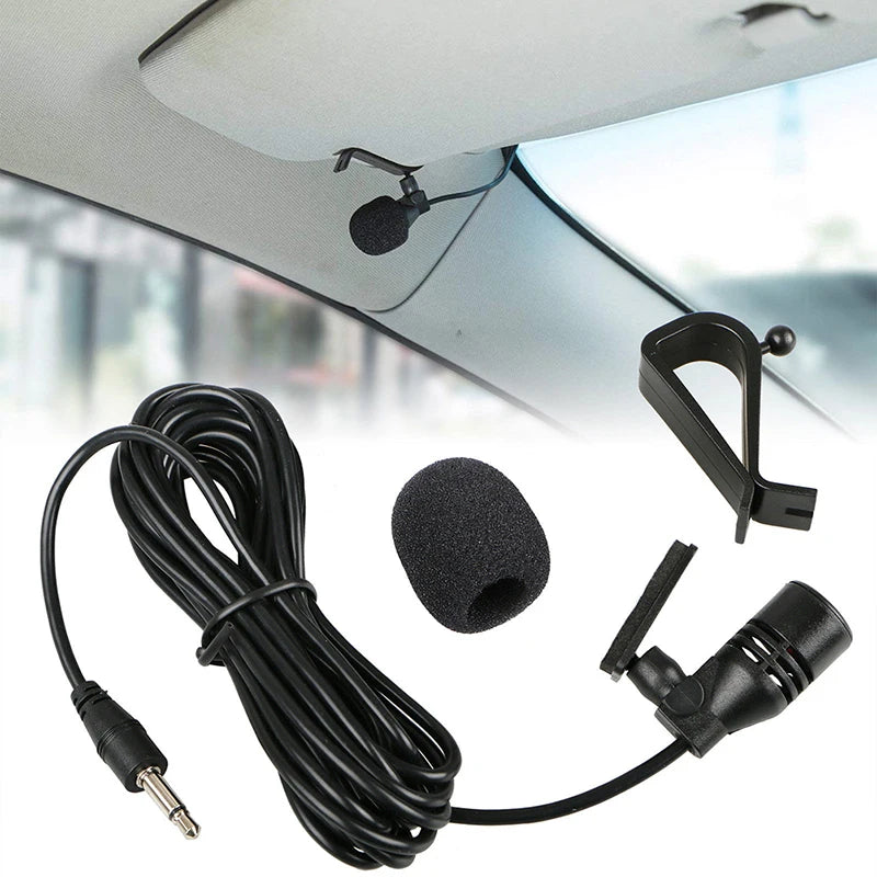 3.5mm External Microphone – Wired Clip-On Mic for Car Audio and Auto Radio
