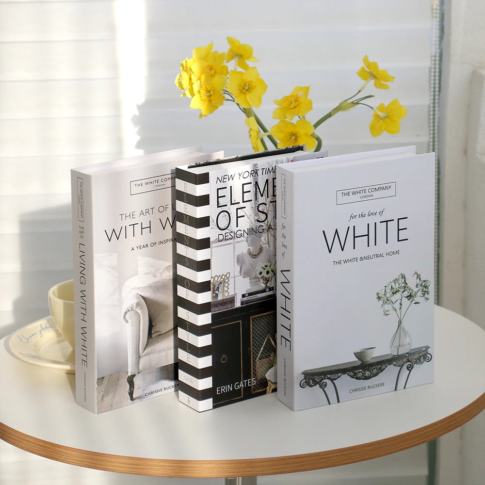 Decorative Simulation Books – Modern White Faux Props for Home Decor