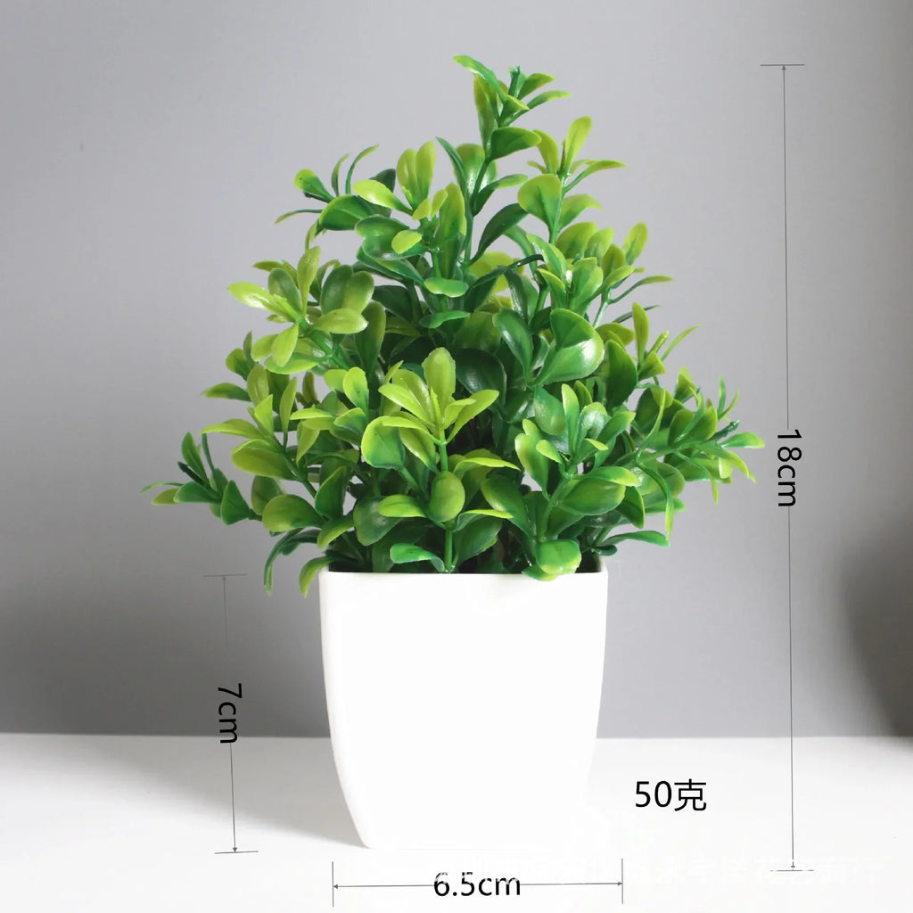 Artificial Potted Bonsai Tree – Realistic Green Plant for Home Office Decor