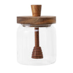 Glass Honey Dispenser – Wide Mouth Jar with Dipper for Syrup Storage