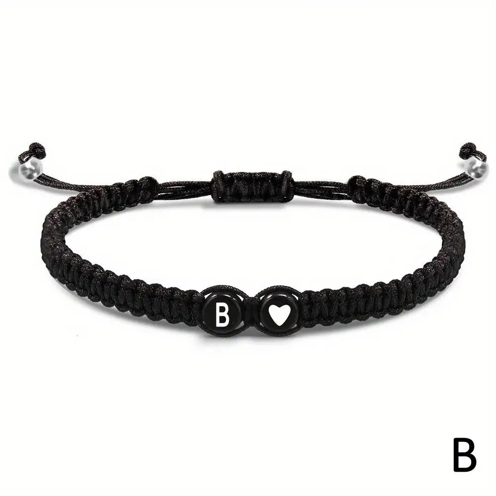 Initial Heart Braided Bracelet – Adjustable A-Z Friendship Jewelry for Gifts