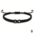 Initial Heart Braided Bracelet – Adjustable A-Z Friendship Jewelry for Gifts