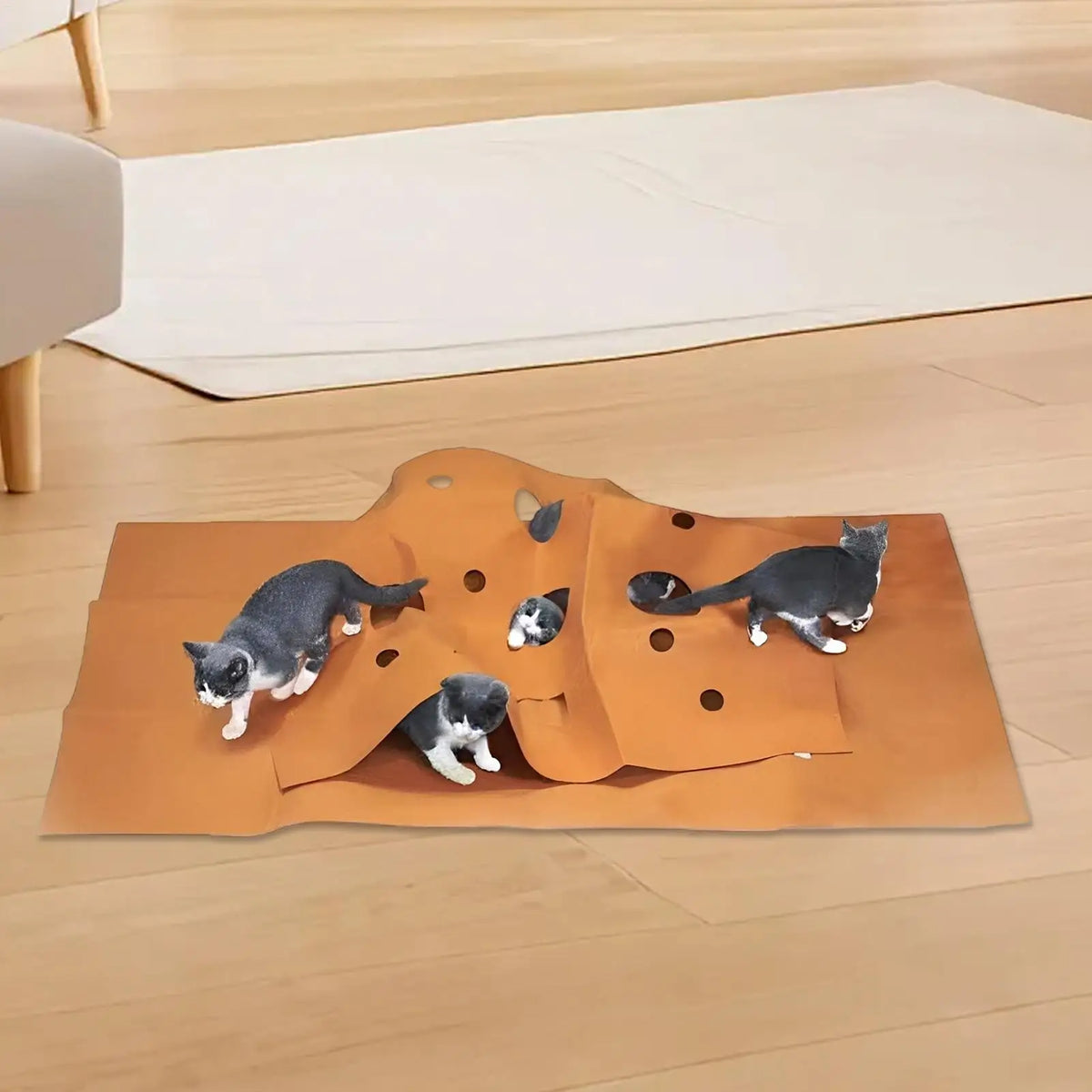 Interactive Cat Tunnel Mat – Foldable Enrichment Toy for Indoor Kitten Play
