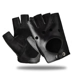 Mens Fingerless Leather Gloves – Goatskin Motorcycle Driving for Cycling