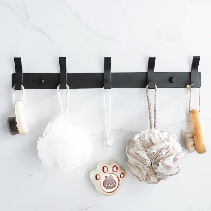 Modern Aluminum Wall Hooks – Black Towel Hanger for Bathroom and Coat Storage