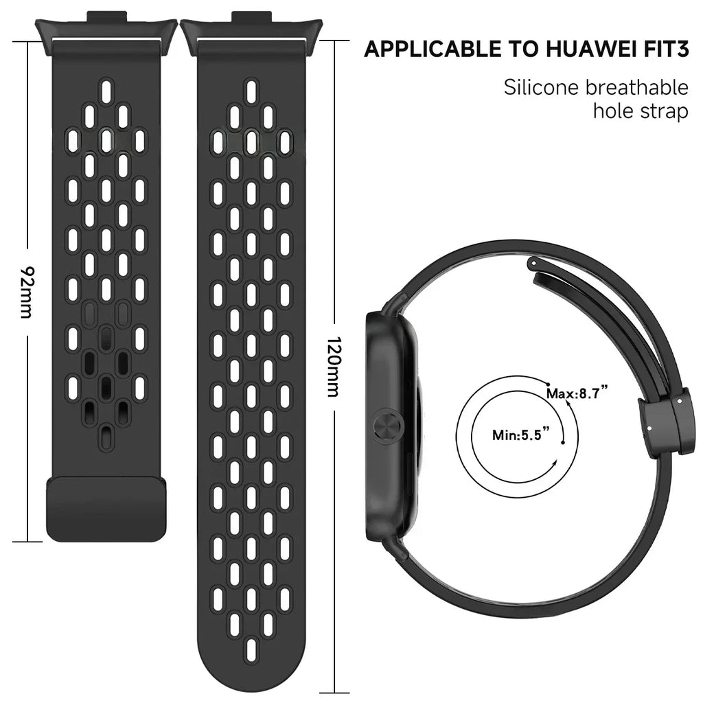 Magnetic Silicone Watch Strap – Breathable Sports Band for Huawei Watch Fit
