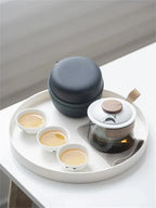 Portable Travel Tea Set – Ceramic Teapot and Cups for Camping